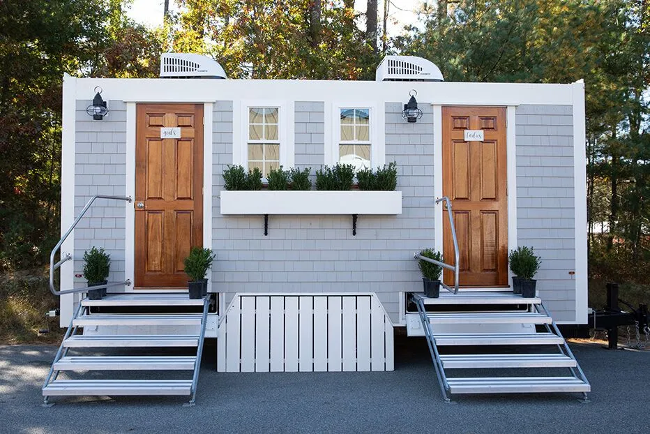 Wedding restroom units discretely staged at a venue in New Haven, Connecticut